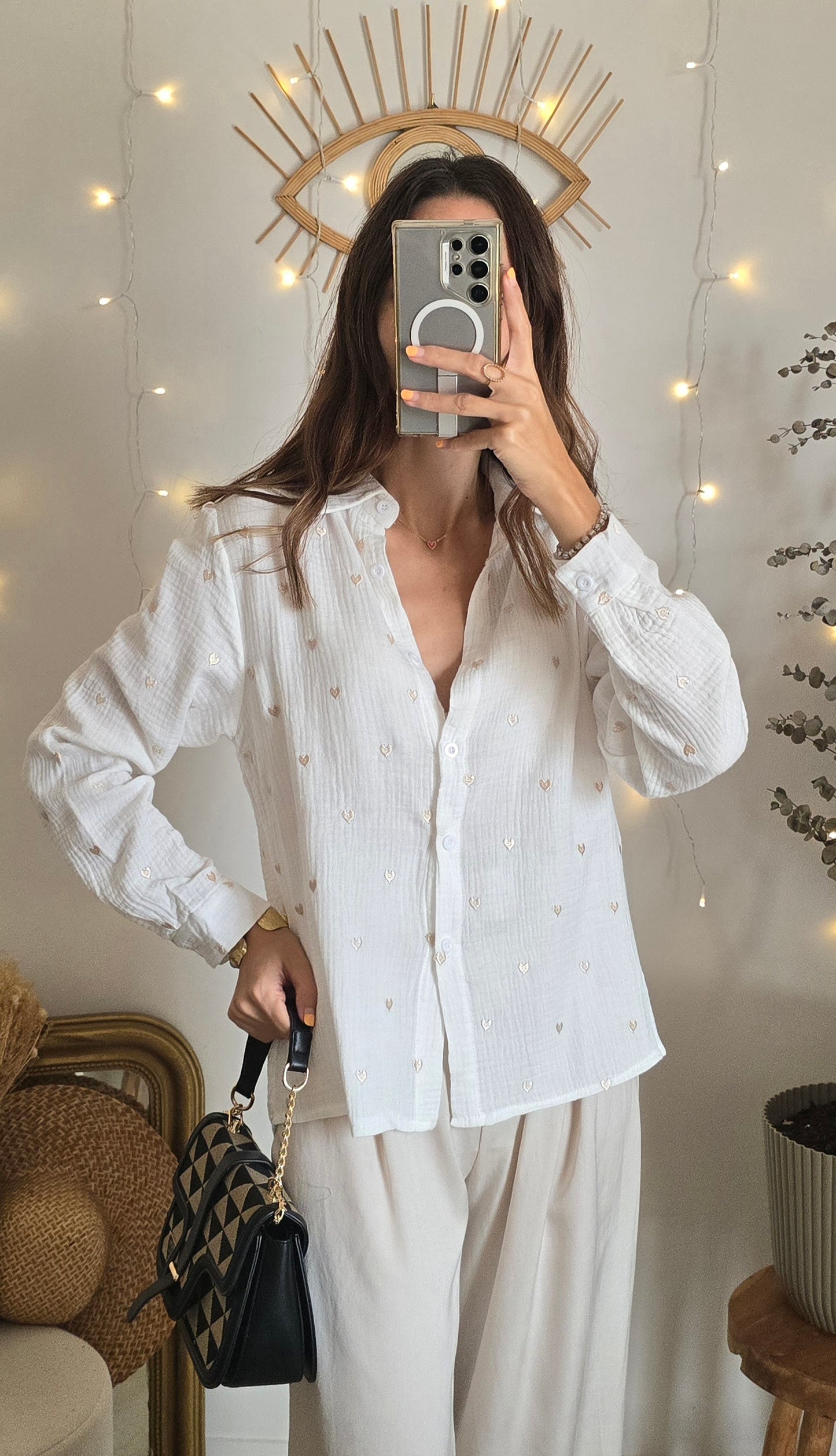 Chemise blanche Coeurs.