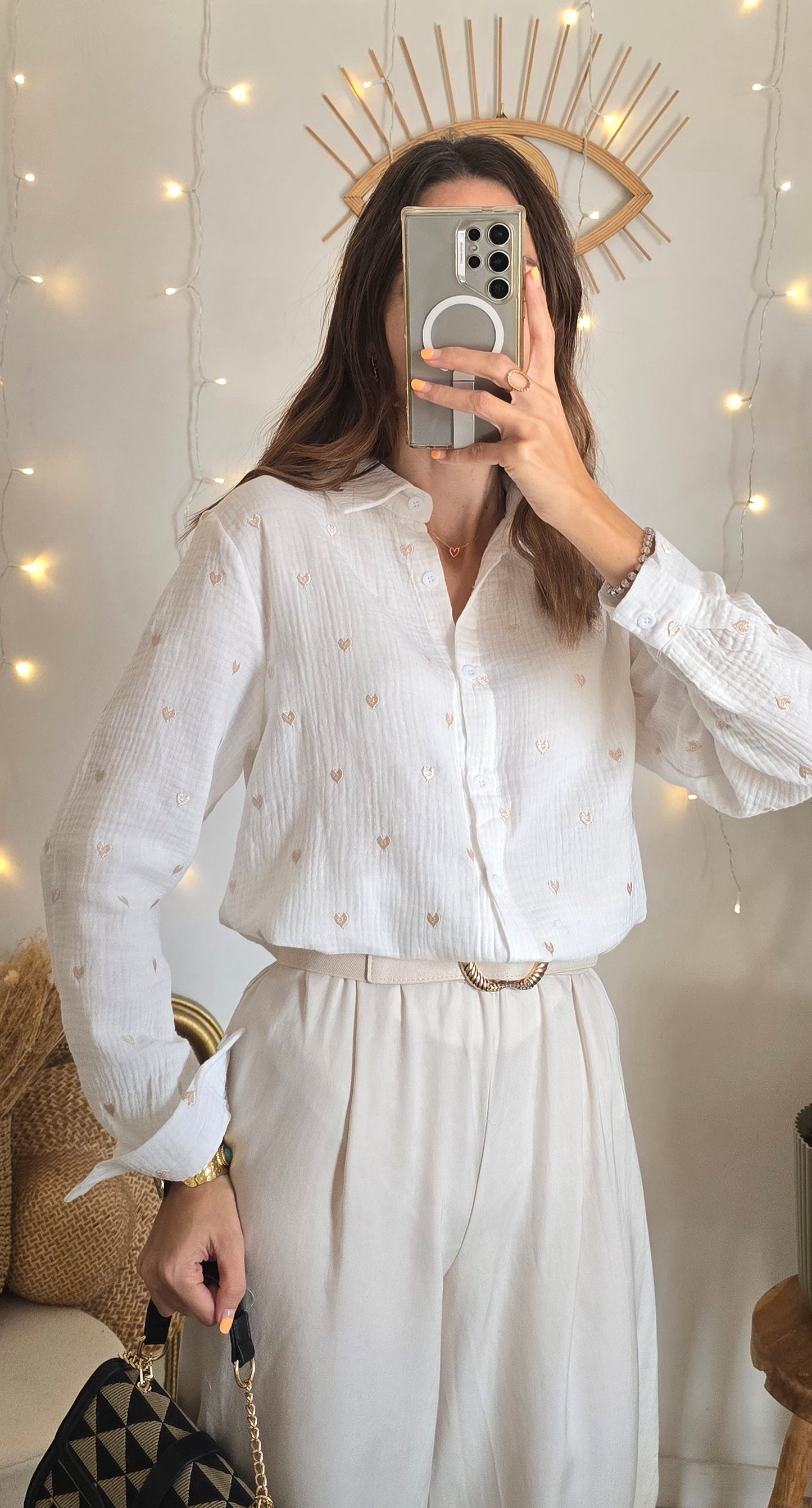 Chemise blanche Coeurs.