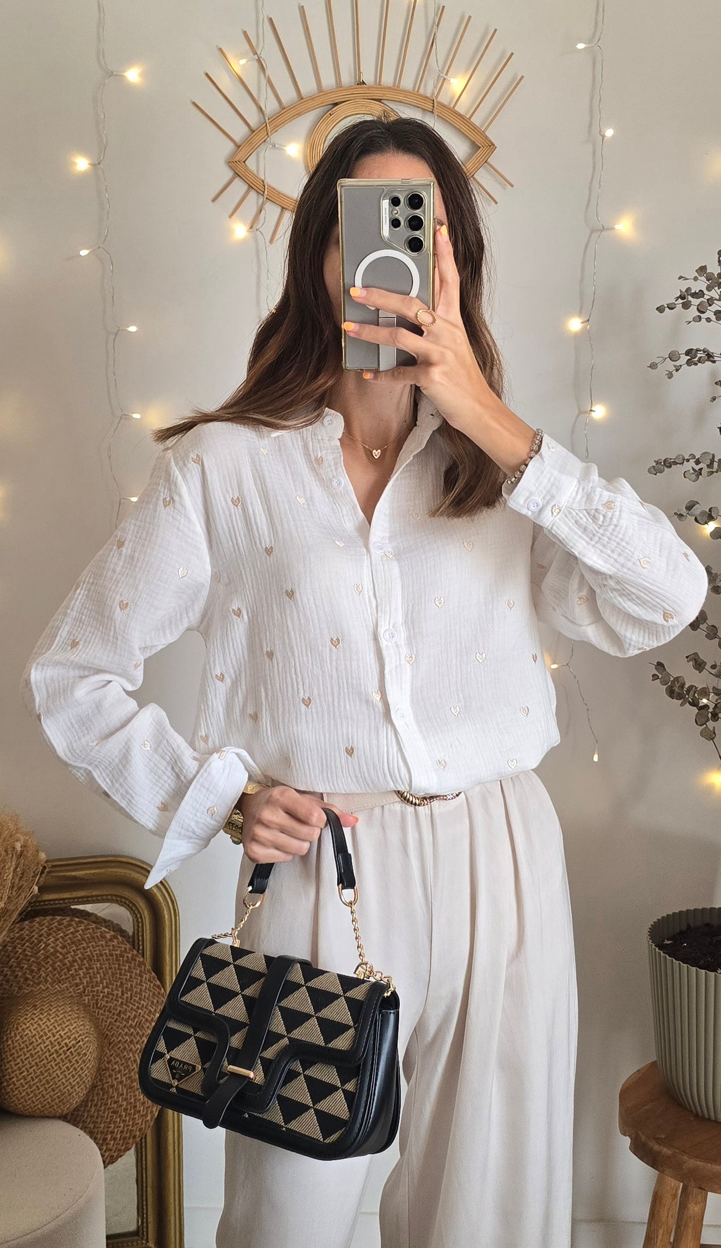 Chemise blanche Coeurs.