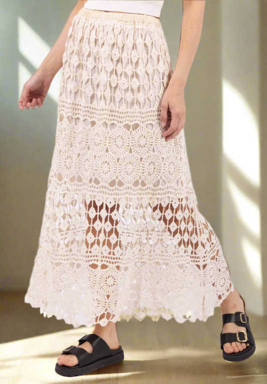 Jupe longue en crochet Coachella.