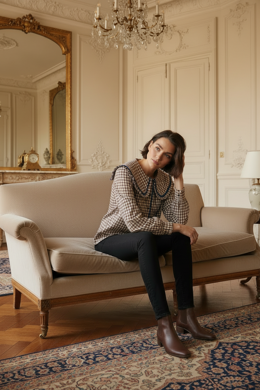 Photo avec chemise à carreaux détaillée