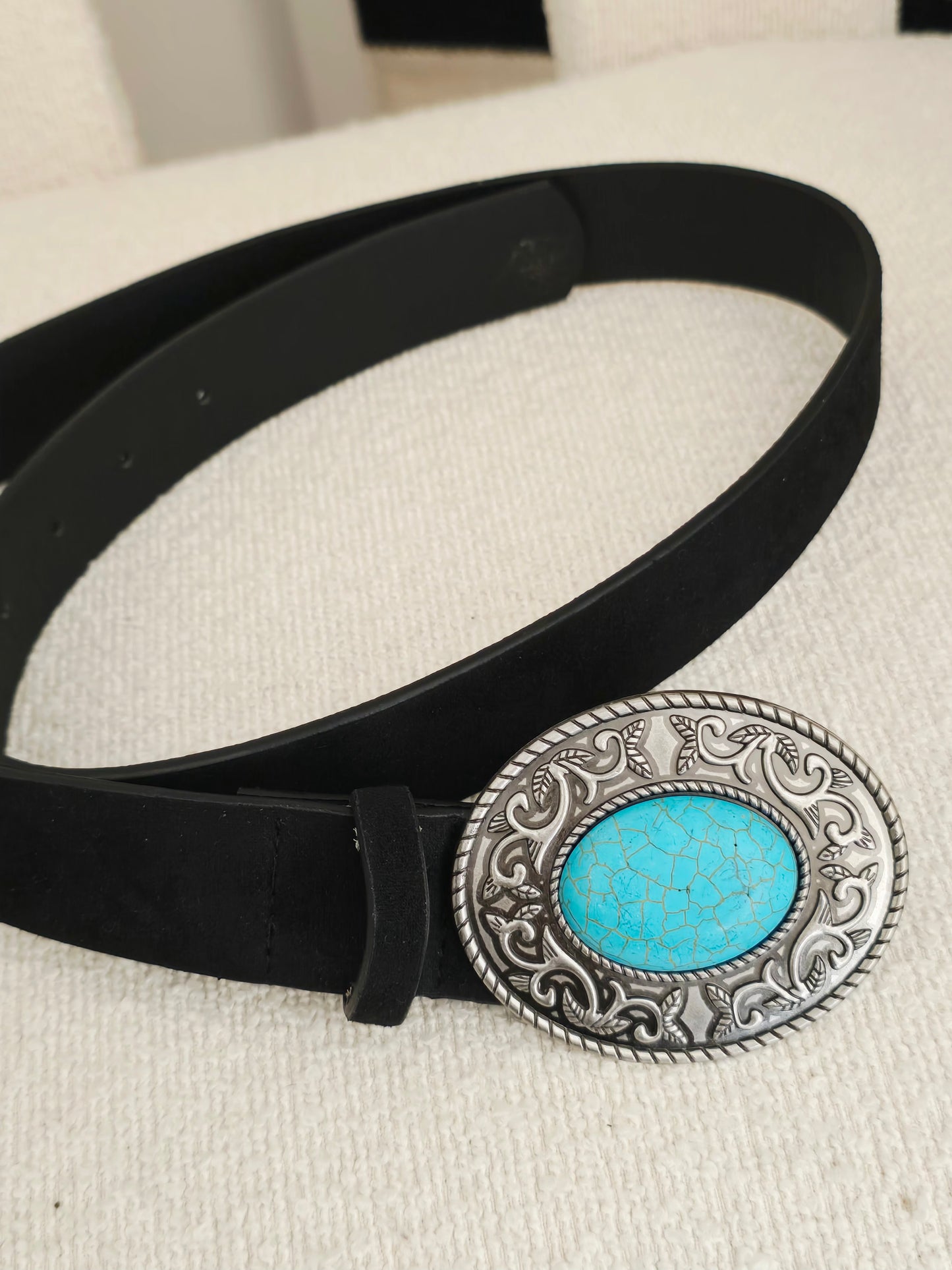 Ceinture en suédine boucle bleue