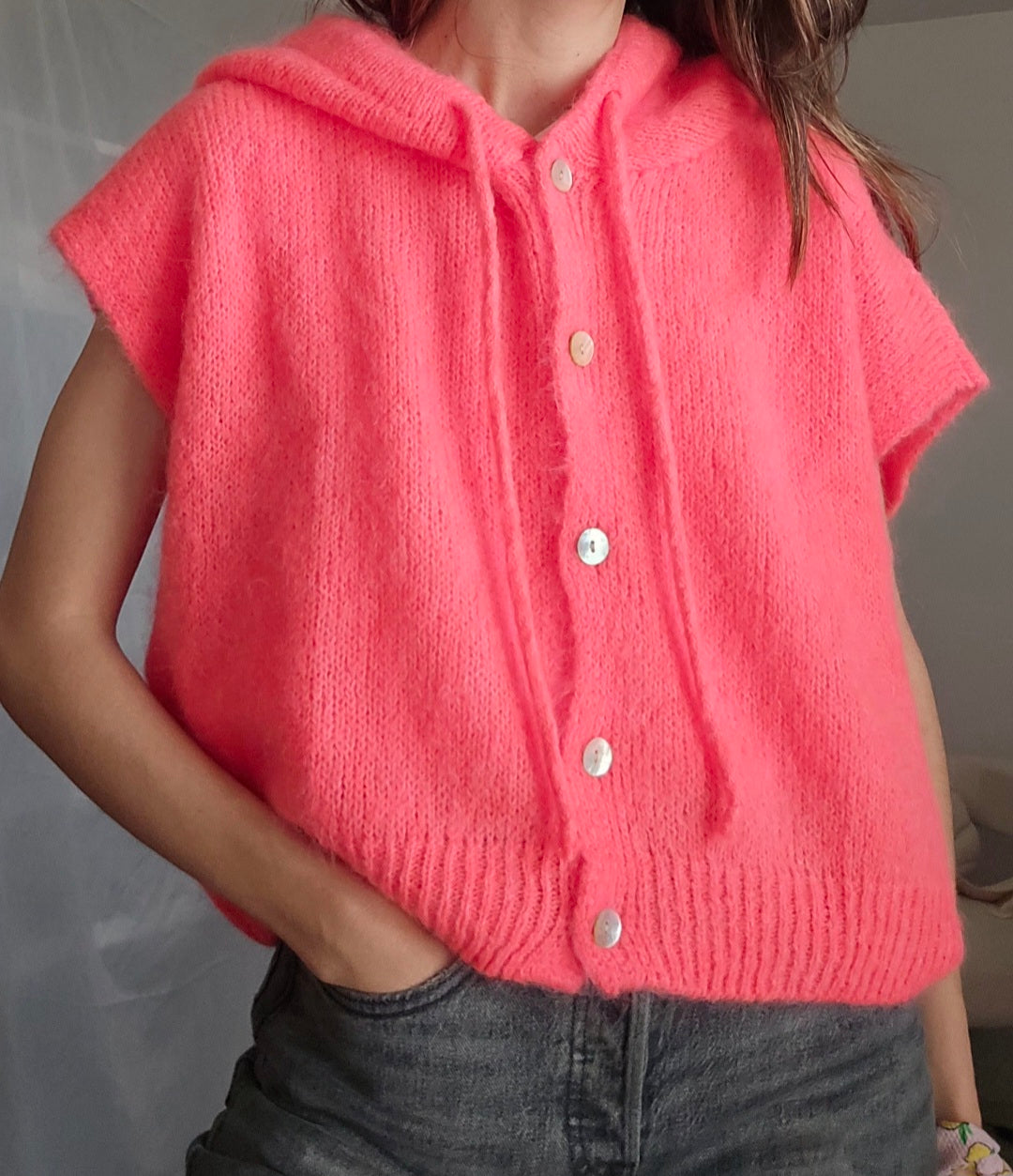 Gilet style sweat maille - sans manches à capuche Gaspard