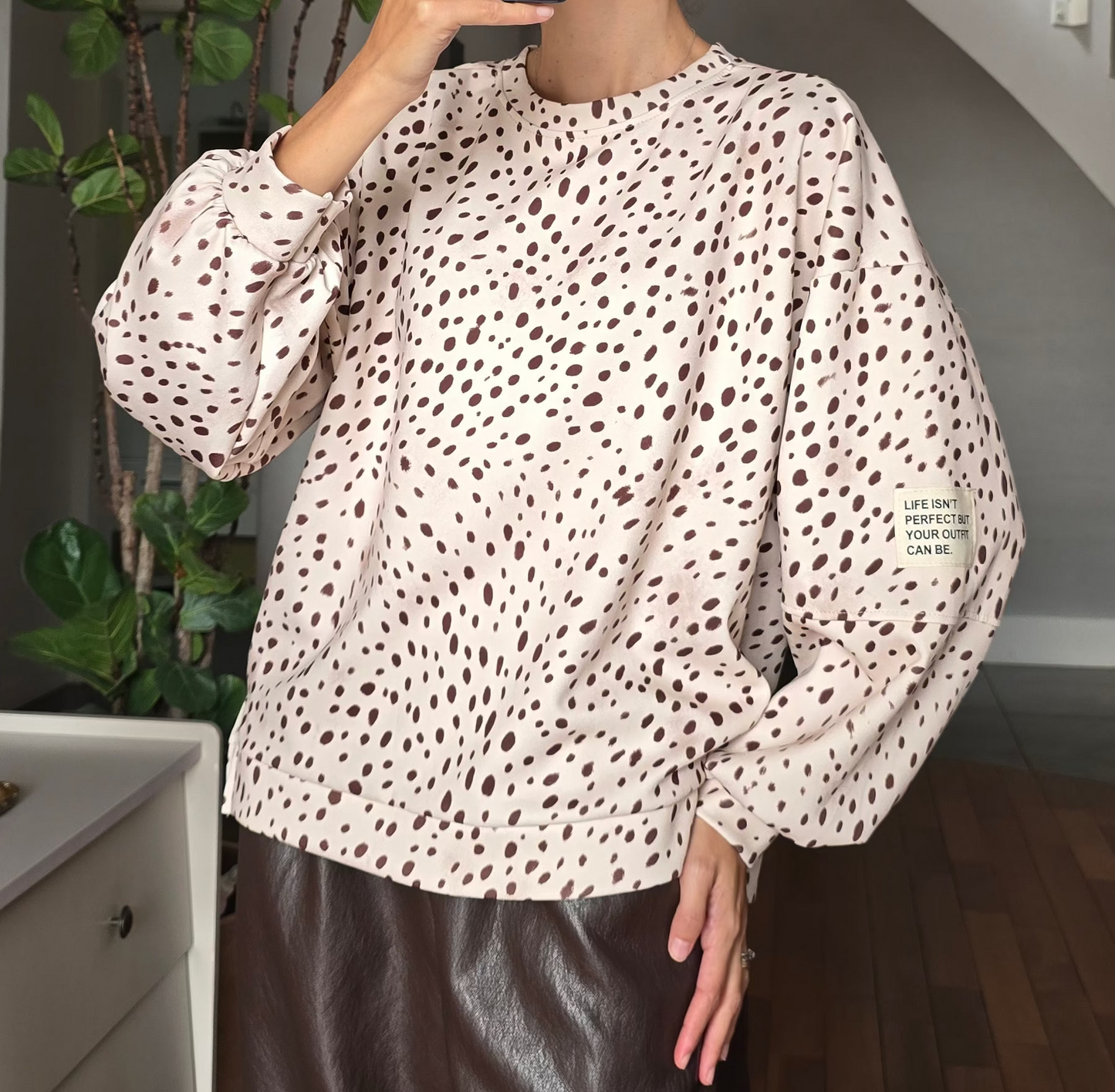 Sweat bambi écru femme imprimé bambi manches bouffantes Firstcollection.fr 