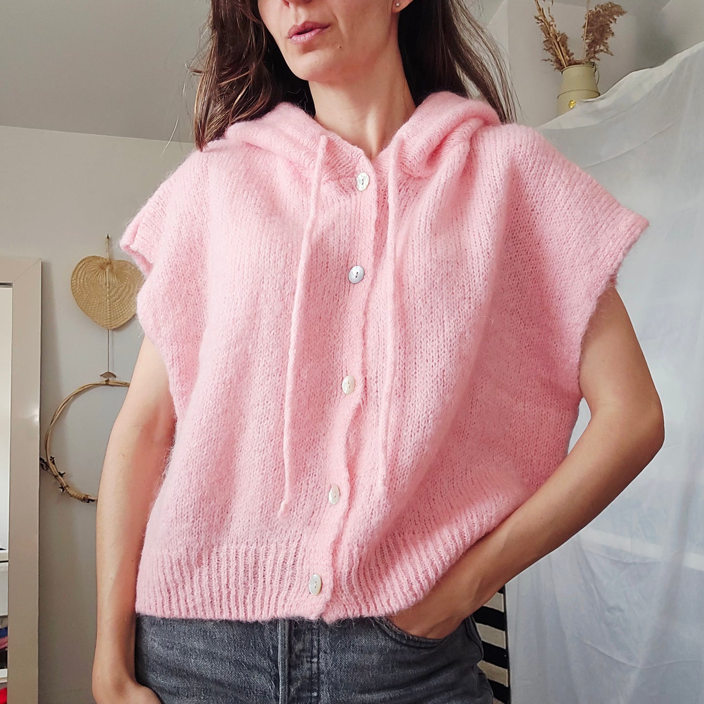Gilet style sweat maille - sans manches à capuche Gaspard
