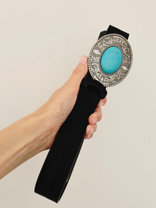 Ceinture en suédine boucle bleue
