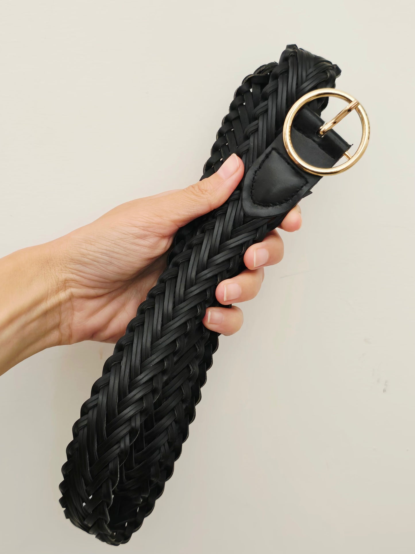Ceinture noire tressée simili cuir - firstcollection 