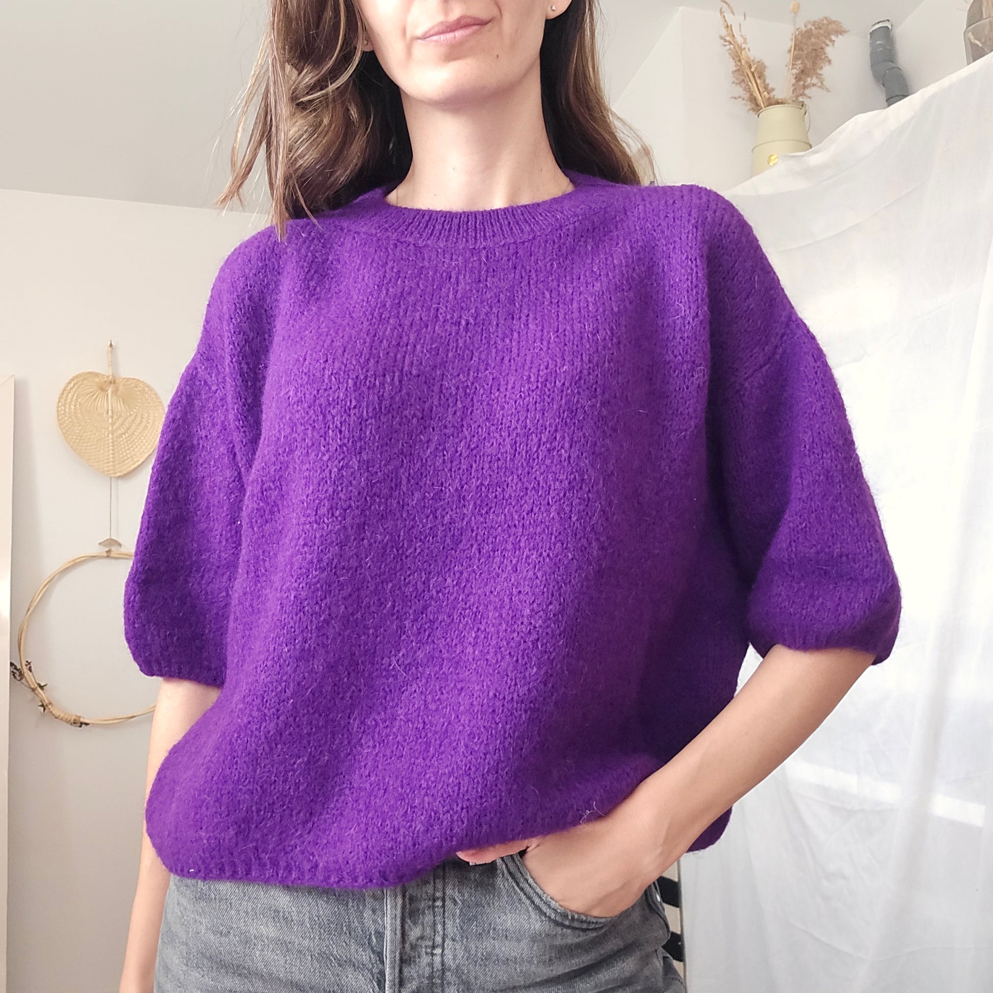 Haut Pessy manches courtes violine 20% mohair