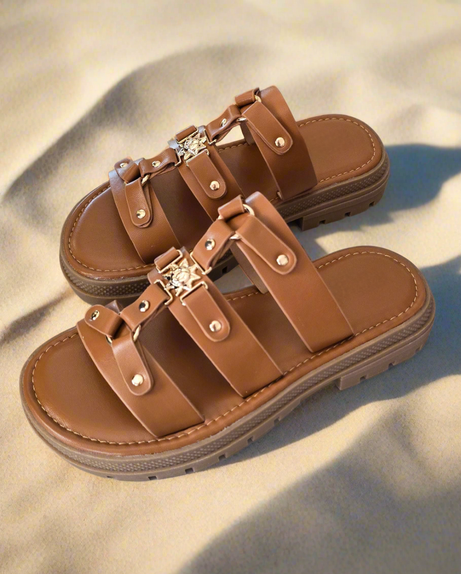 Sandales camel soleil doré tendance firstcollection