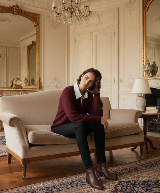 Pull Dan col chemise blanche.