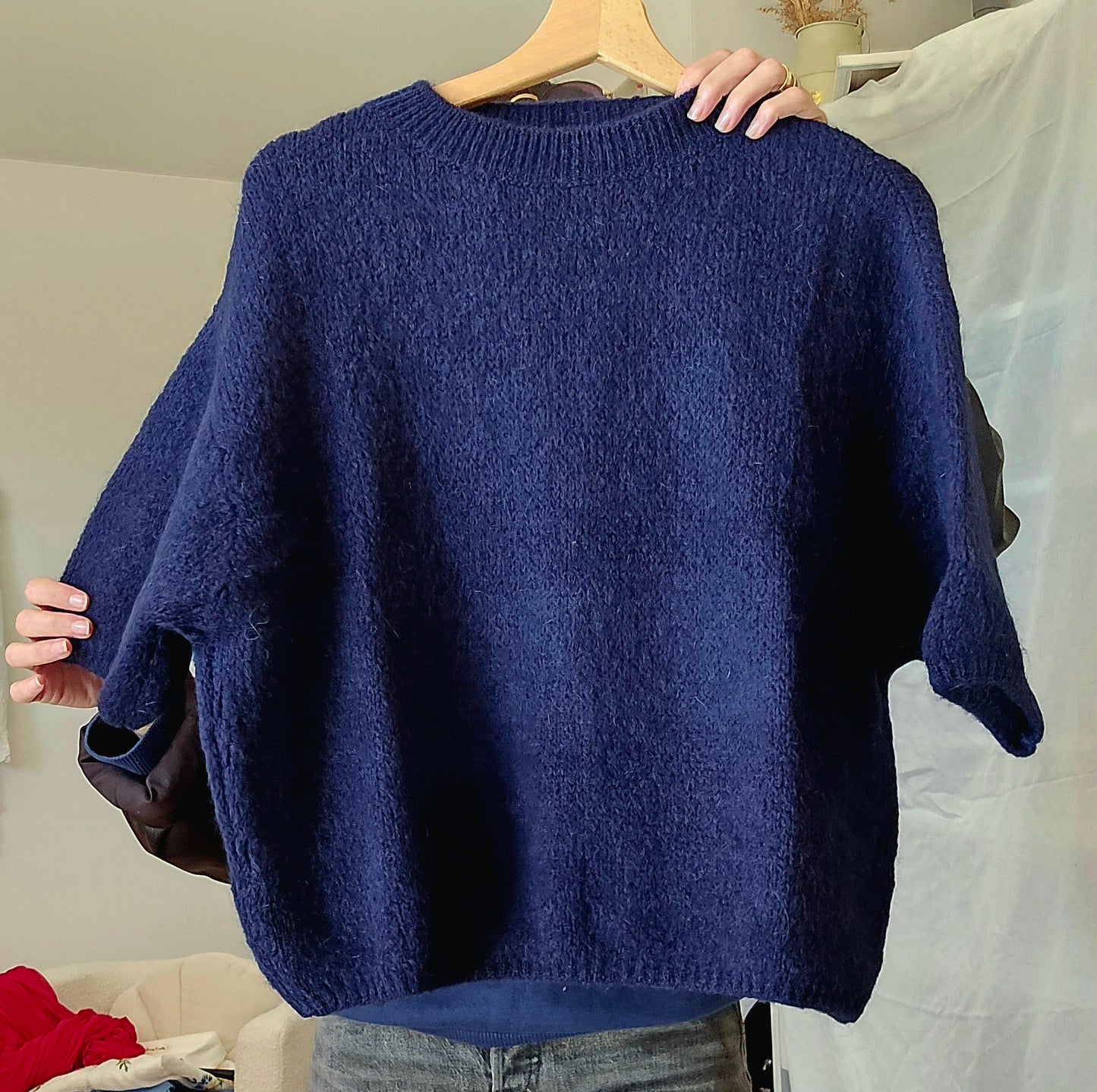 Haut Pessy manches courtes marine 20% mohair