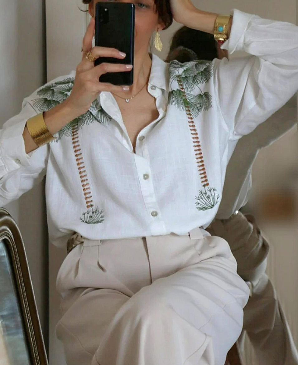 Chemise blanche Palmiers.