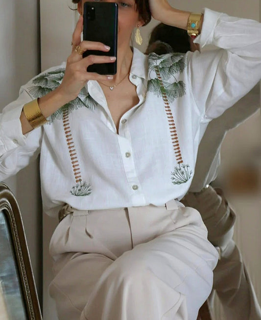 Chemise blanche Palmiers.