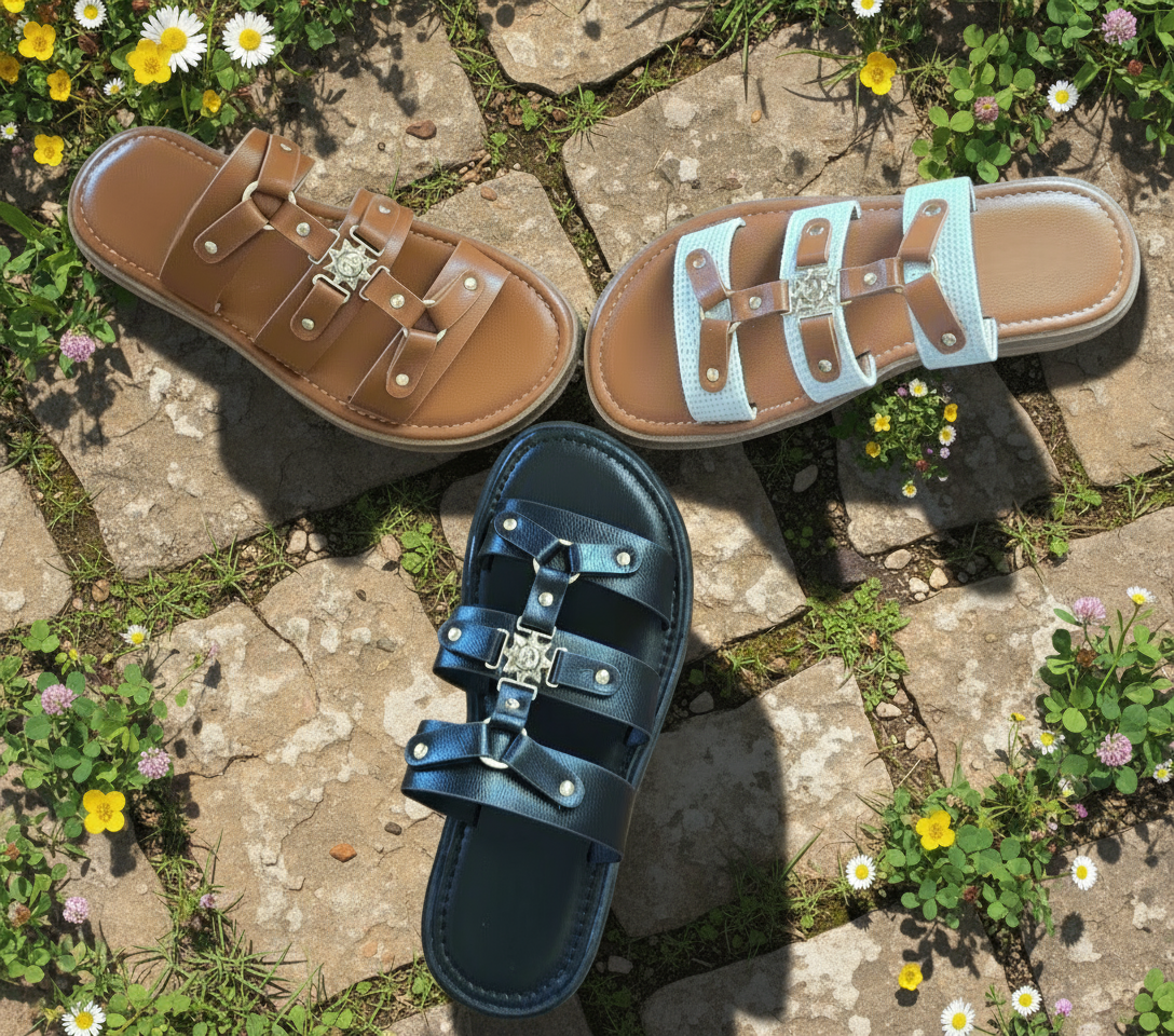 Sandales plates soleil doré tendance Firstcollection 