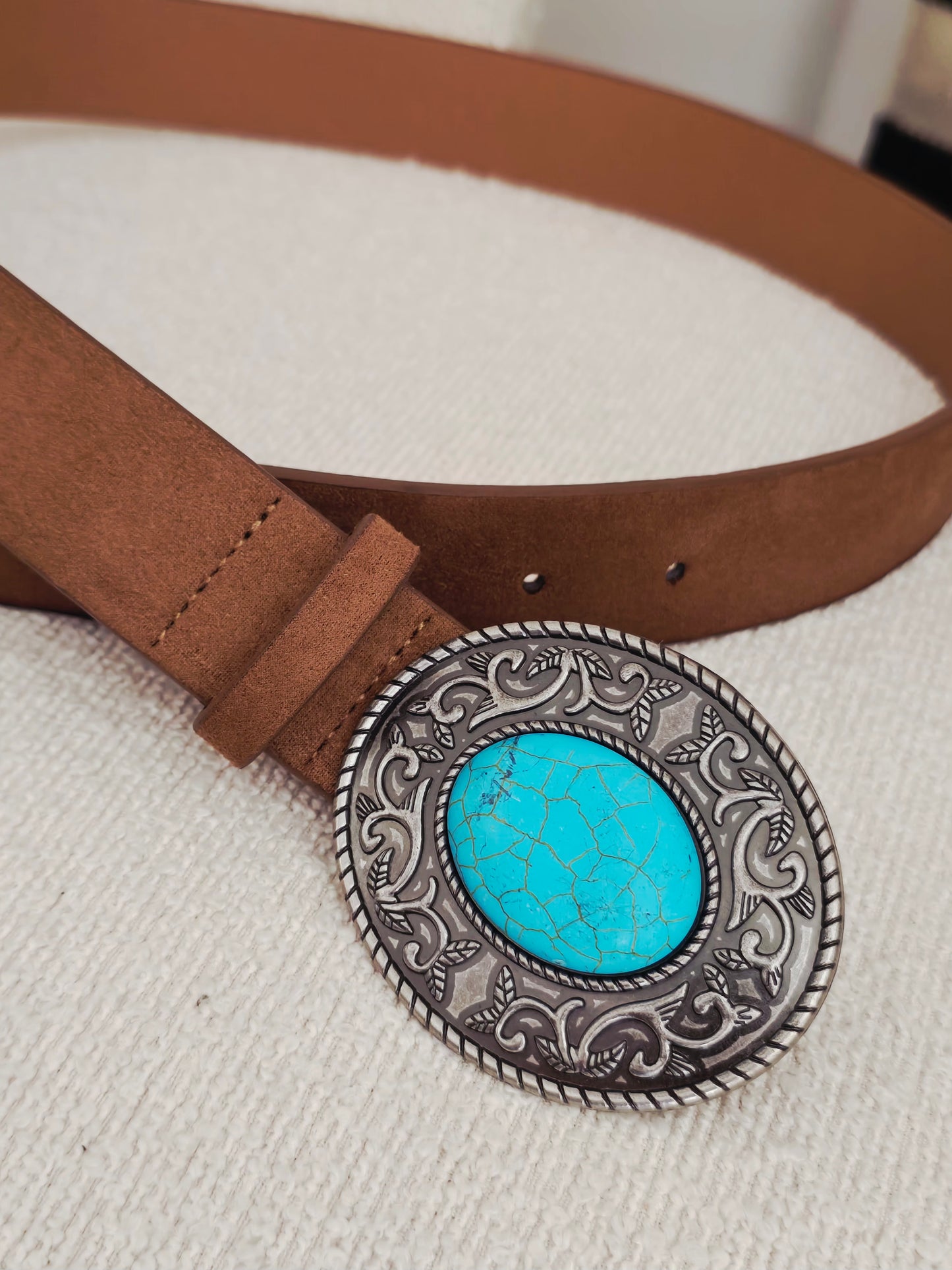 Ceinture en suédine boucle bleue