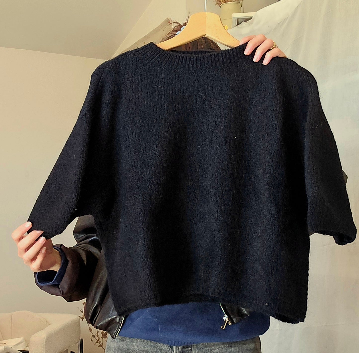 Haut Pessy manches courtes noir 20% mohair