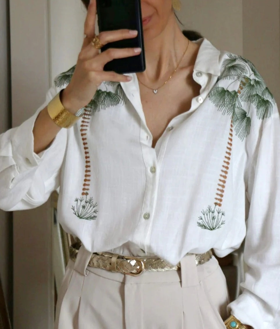 Chemise blanche Palmiers.